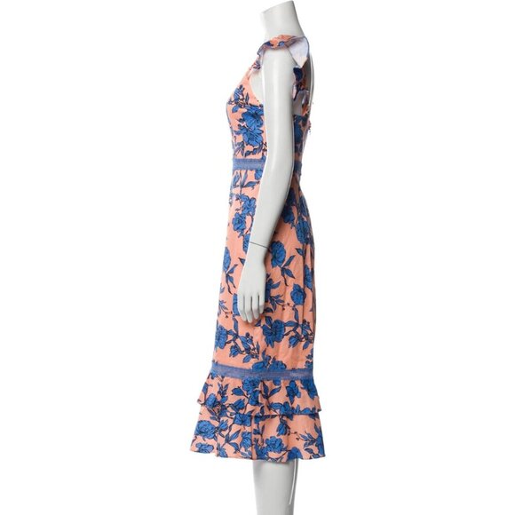 NWT Alice + Olivia Jade Ruffled Floral Midi Dress Long : L | US 10 #7996 - Picture 4 of 8